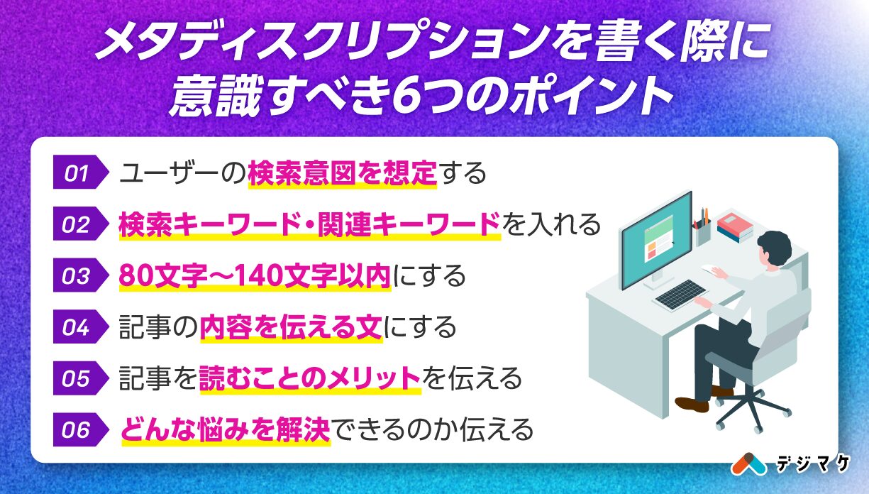 メタディスクリプションを書く際に意識すべき6つのポイント